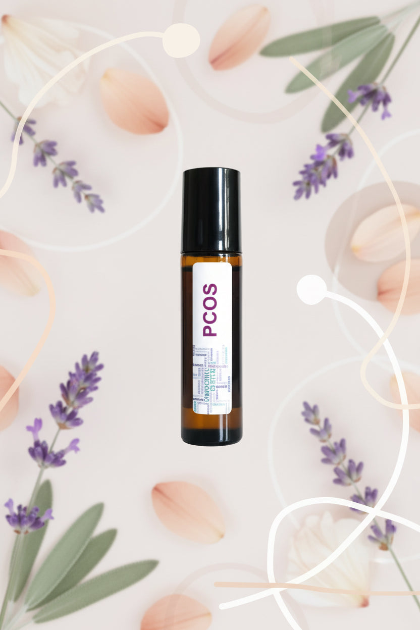 Handmade essential oil roller for
PCOS symptom support and hormone balance