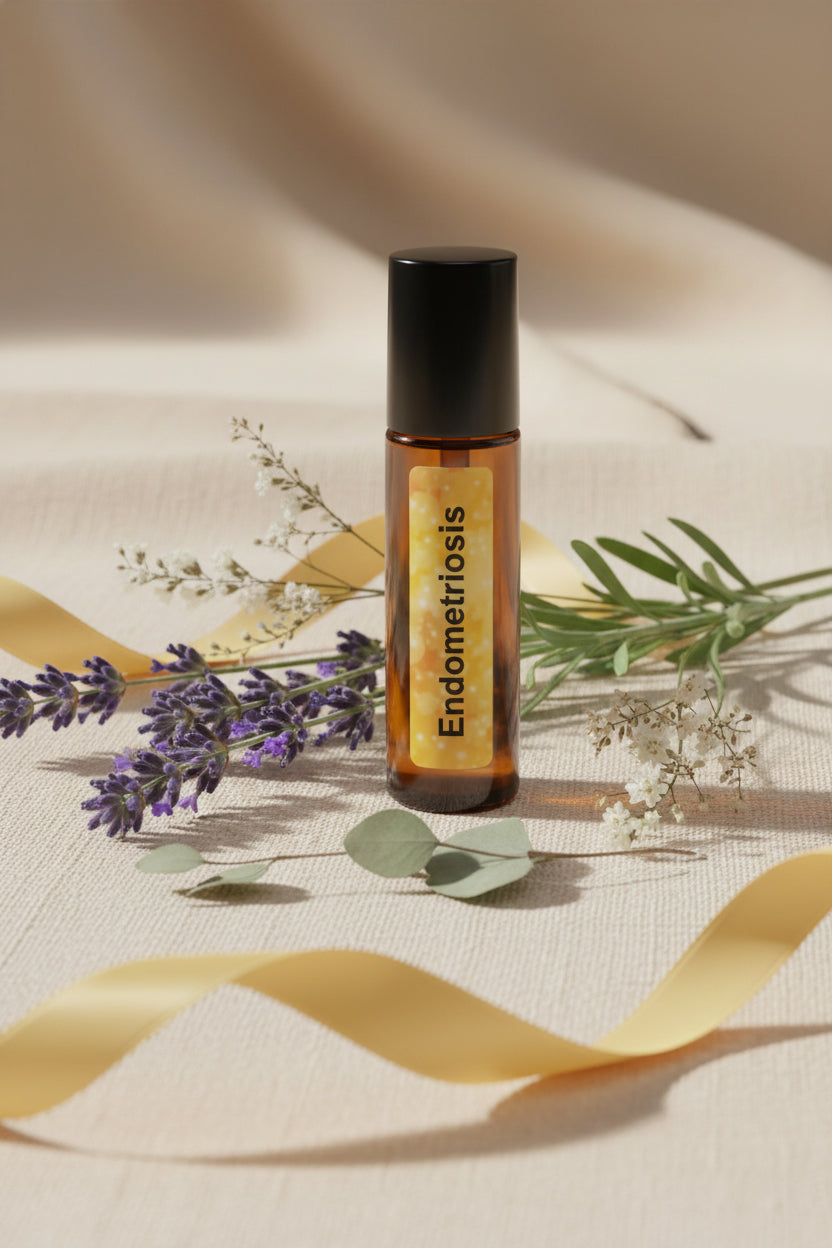 Handmade essential oil roller for endometriosis pain and symptom support