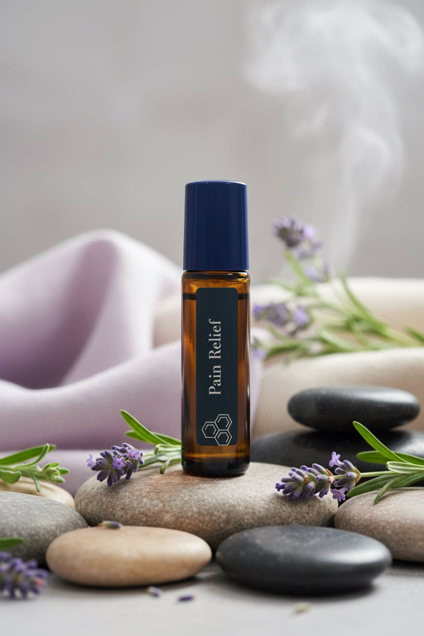 Handmade essential oil roller for natural pain relief