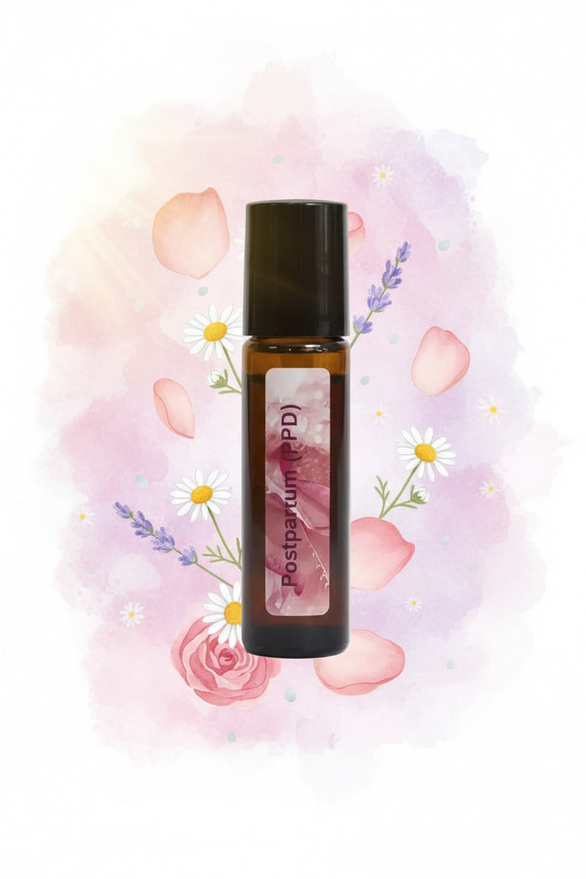 Essential oil roller for postpartum hormone and emotional support