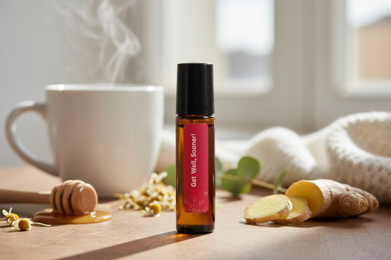 Handmade essential oil roller blend for immune support and getting well sooner