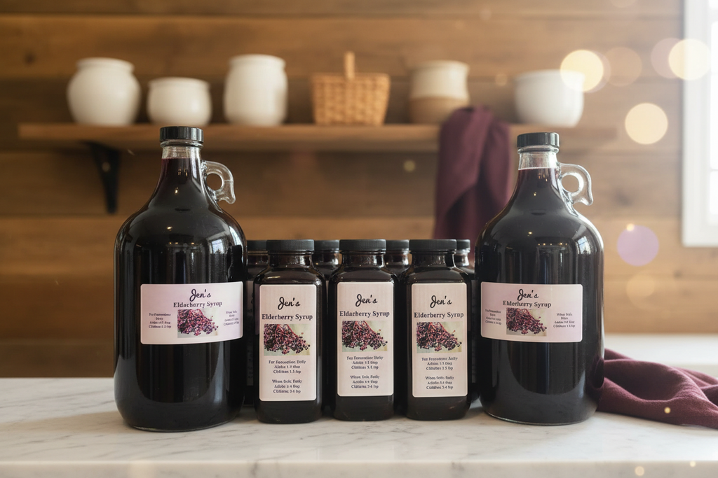 Handmade elderberry syrup for immune support - small batch by Jen's Products
