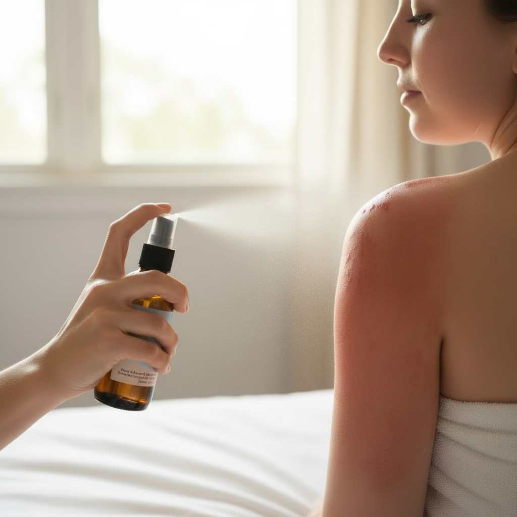 Handmade after sun spray for sunburn relief and skin cooling by Jen's Products