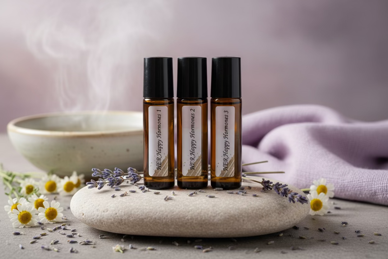 Handmade essential oil roller for women's hormone balance and wellness