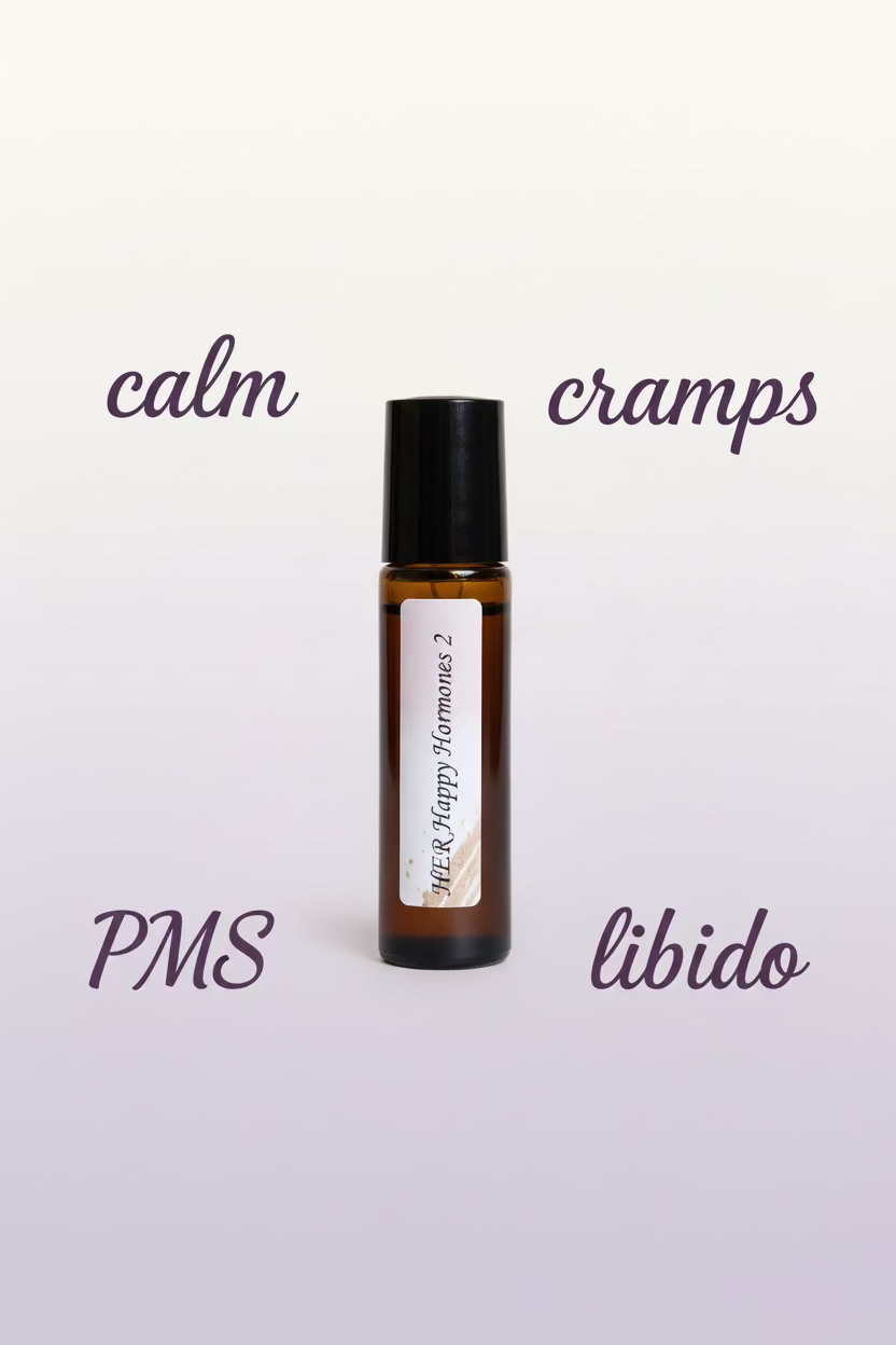 Handmade essential oil roller for women's hormone balance and wellness (Hormone 2 for calm, cramps, PMS and Libido)