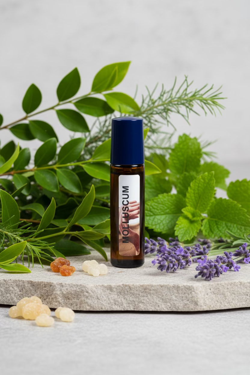Handmade essential oil roller for molluscum contagiosum support
