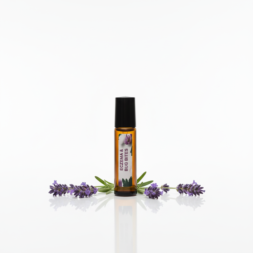 Essential oil roller for eczema relief and bug bite soothing by Jen's Products