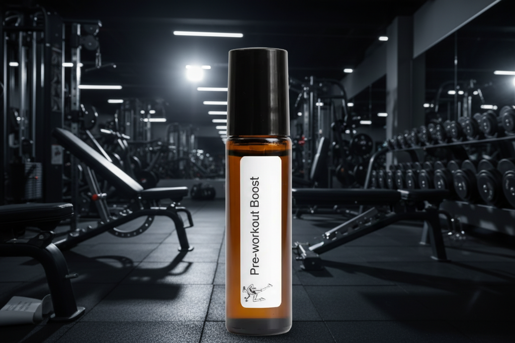 Essential oil roller for natural pre-workout energy and focus by Jen's Products