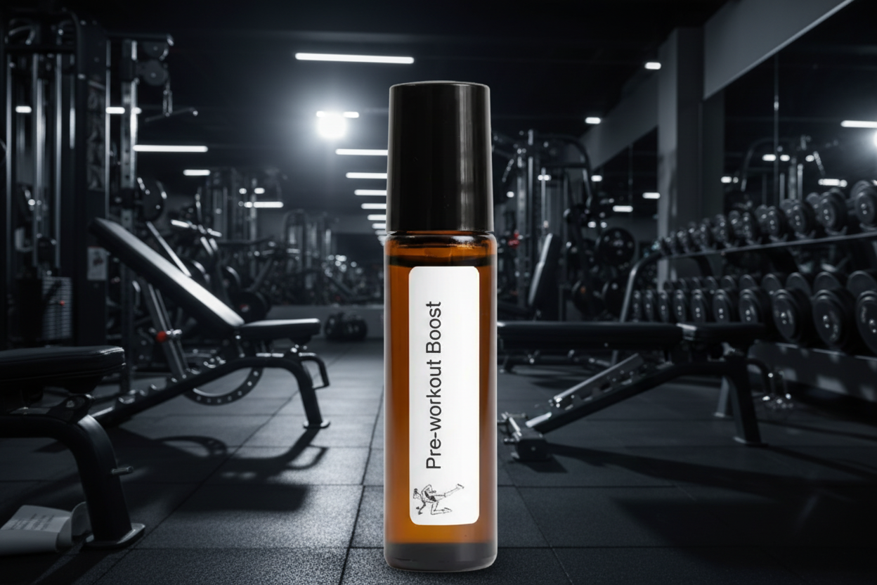 Essential oil roller for natural pre-workout energy and focus by Jen's Products