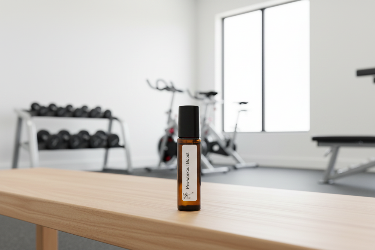 Essential oil roller for natural pre-workout energy and focus by Jen's Products