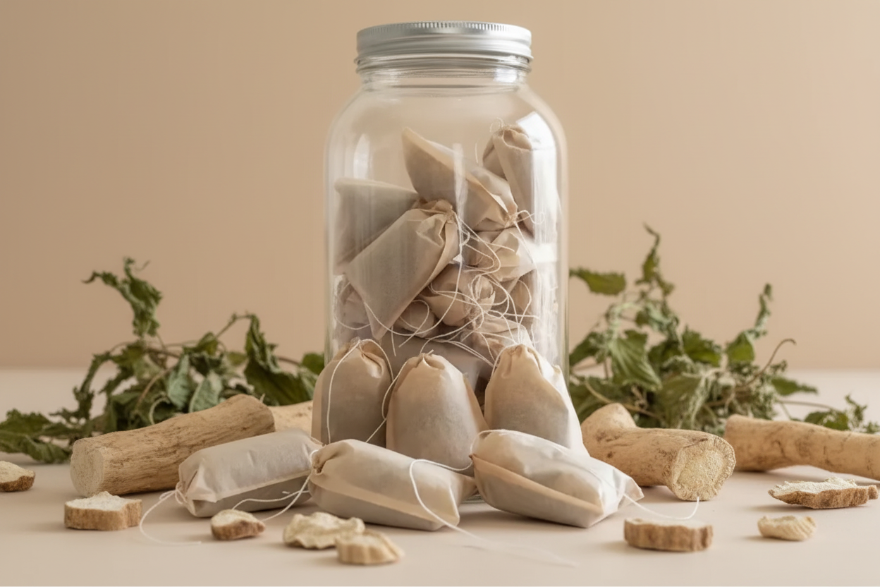 Handmade herbal tea bag for cough relief and sinus drainage by Jen's Products