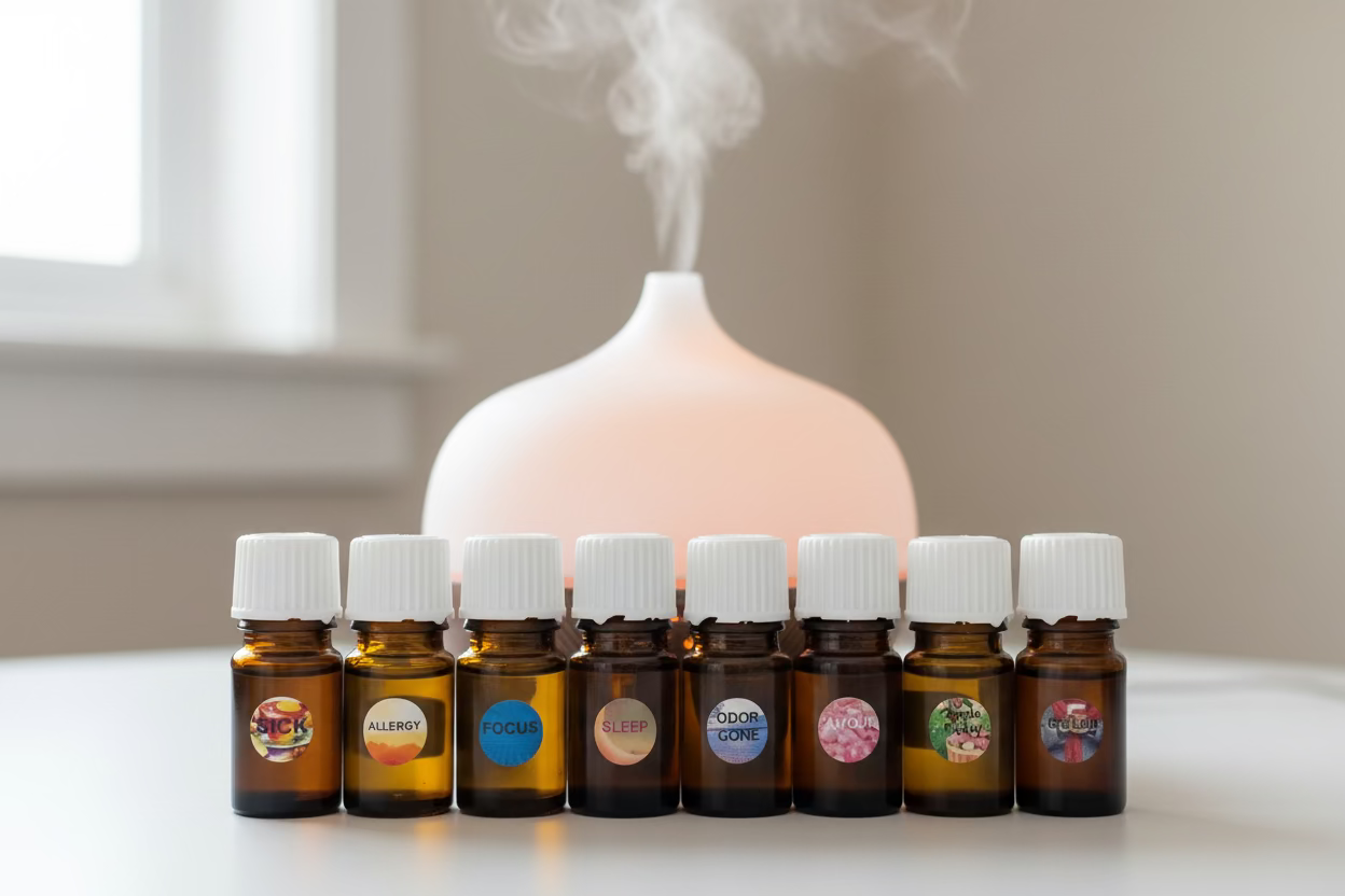 Handmade essential oil diffuser blend by Jen's Products for aromatherapy