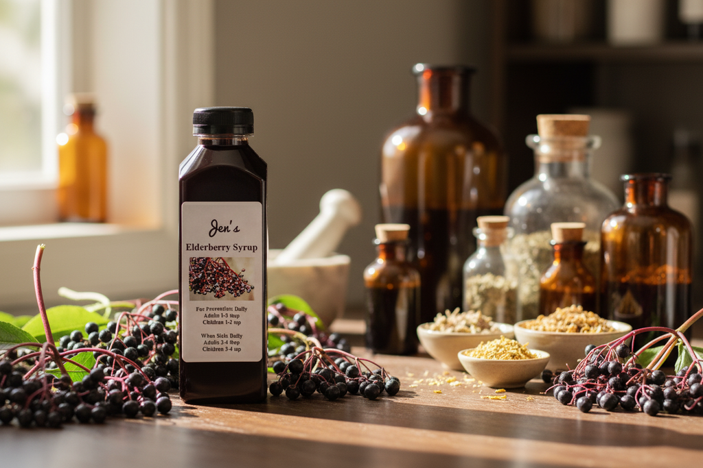 Handmade elderberry syrup for immune support - small batch by Jen's Products
