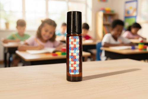 Handmade essential oil roller for focus and calm support for ASD, ADD, and ADHD