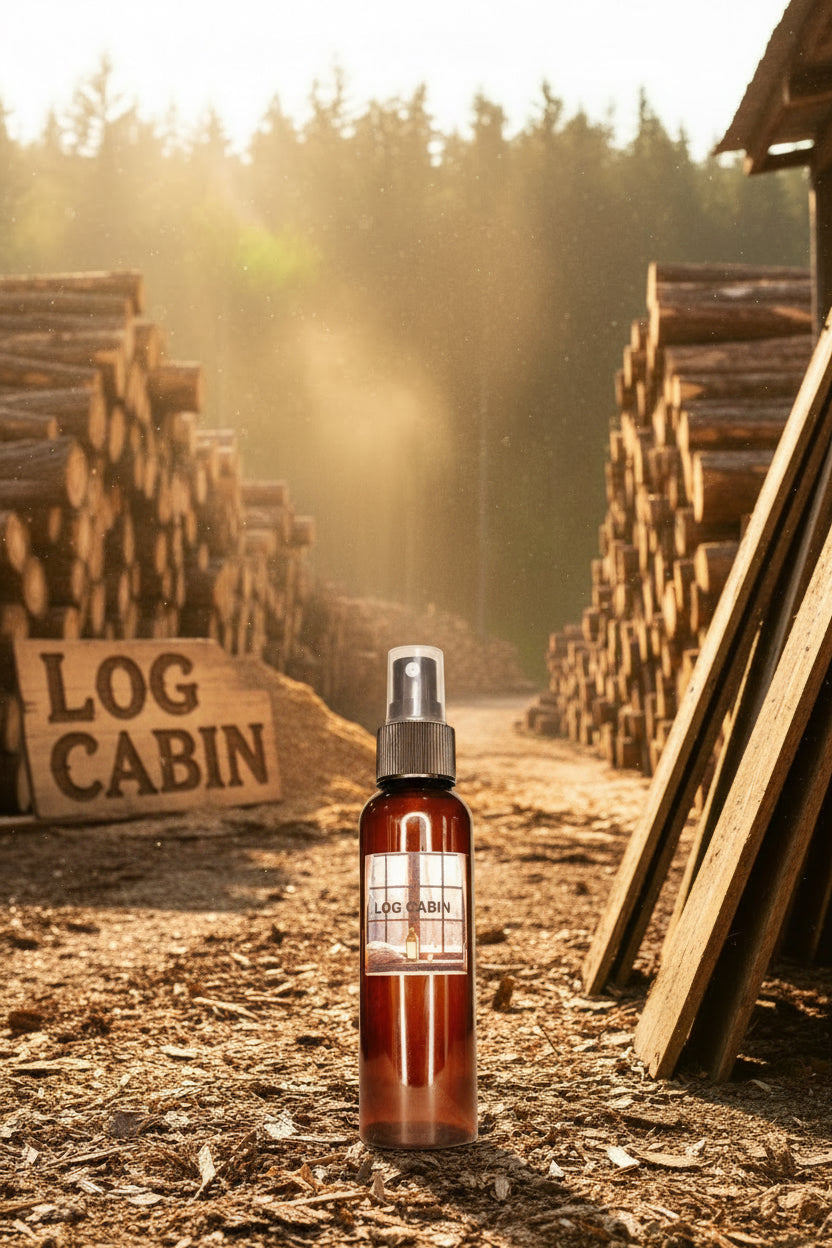 Handmade essential oil car and room spray by Jen's Products (Log Cabin)