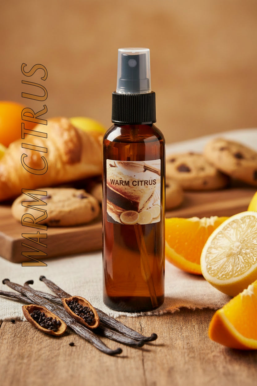Handmade essential oil car and room spray by Jen's Products (Warm Citrus)
